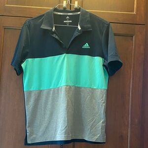 adidas Medium Golf Shirt 22"W x 28"L Blue/Green/Gray